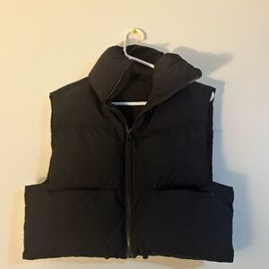 Black Cropped Puffer Vest